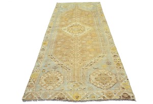 Antique Muted Peach Tribal 4X9 Distressed Vintage Oriental Runner Rug