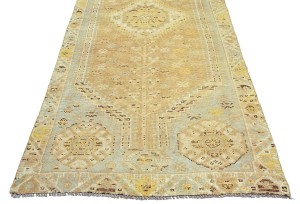 Antique Muted Peach Tribal 4X9 Distressed Vintage Oriental Runner Rug