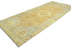 Antique Muted Peach Tribal 4X9 Distressed Vintage Oriental Runner Rug