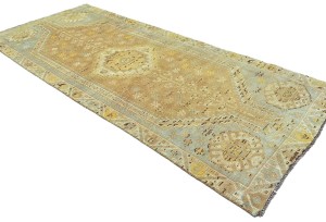 Antique Muted Peach Tribal 4X9 Distressed Vintage Oriental Runner Rug
