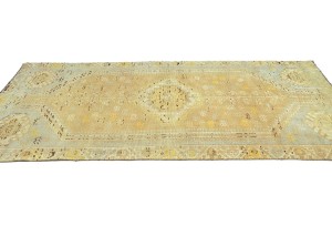 Antique Muted Peach Tribal 4X9 Distressed Vintage Oriental Runner Rug