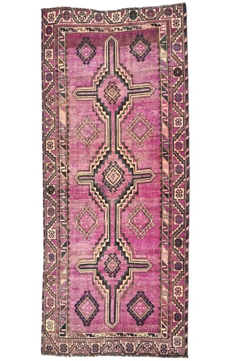 Antique Muted Tribal 4'3X8'9 Distressed Vintage Oriental Runner Rug