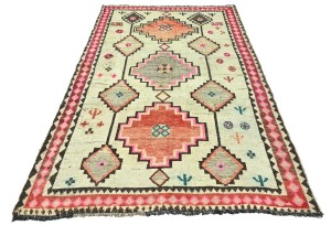 Antique Muted Tribal 4'6X7'4 Distressed Vintage Oriental Rug