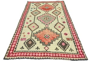 Antique Muted Tribal 4'6X7'4 Distressed Vintage Oriental Rug