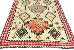 Antique Muted Tribal 4'6X7'4 Distressed Vintage Oriental Rug
