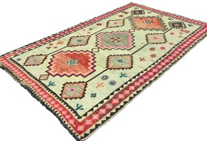 Antique Muted Tribal 4'6X7'4 Distressed Vintage Oriental Rug