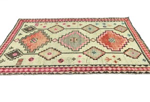 Antique Muted Tribal 4'6X7'4 Distressed Vintage Oriental Rug