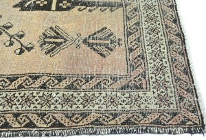 Antique Muted Beige Tribal 4'2X6'5 Distressed Vintage Oriental Rug