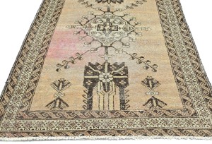 Antique Muted Beige Tribal 4'2X6'5 Distressed Vintage Oriental Rug