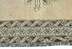Antique Muted Beige Tribal 4'2X6'5 Distressed Vintage Oriental Rug