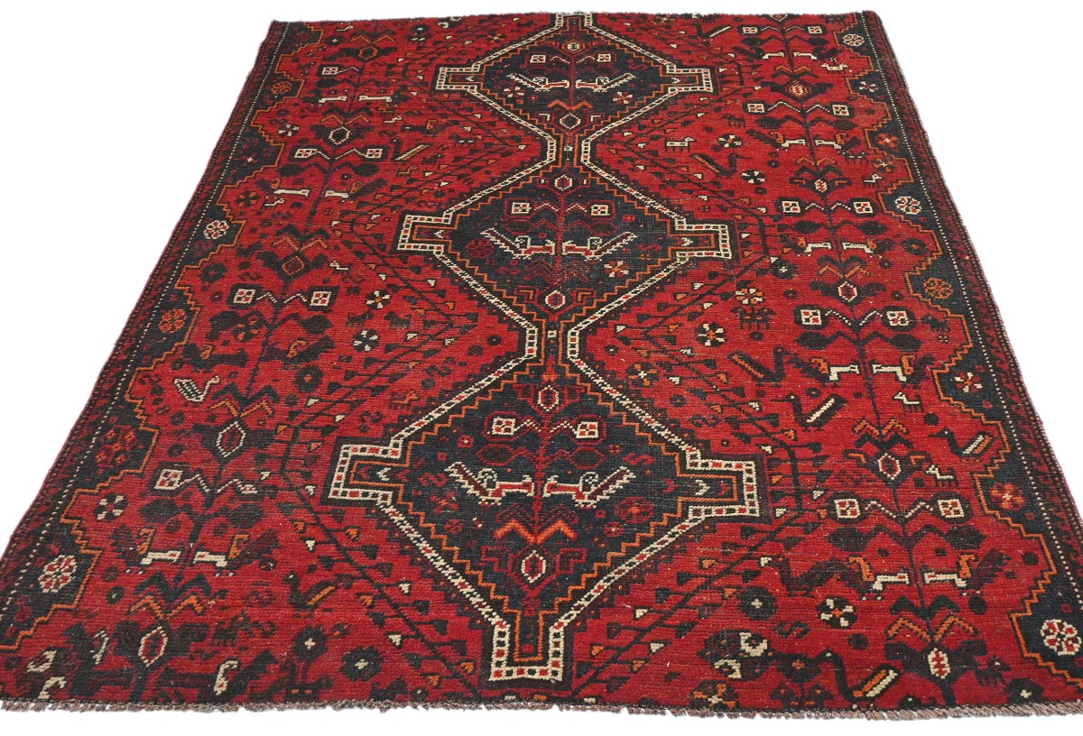 Antique Muted Red Tribal 5X6 Distressed Vintage Oriental Rug