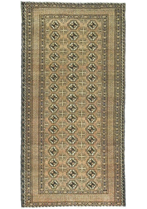 Antique Muted Khaki Tribal 3'5X6 Distressed Vintage Oriental Rug