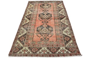 Antique Muted Tribal 4X6'5 Distressed Vintage Oriental Rug