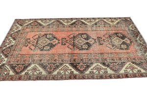 Antique Muted Tribal 4X6'5 Distressed Vintage Oriental Rug