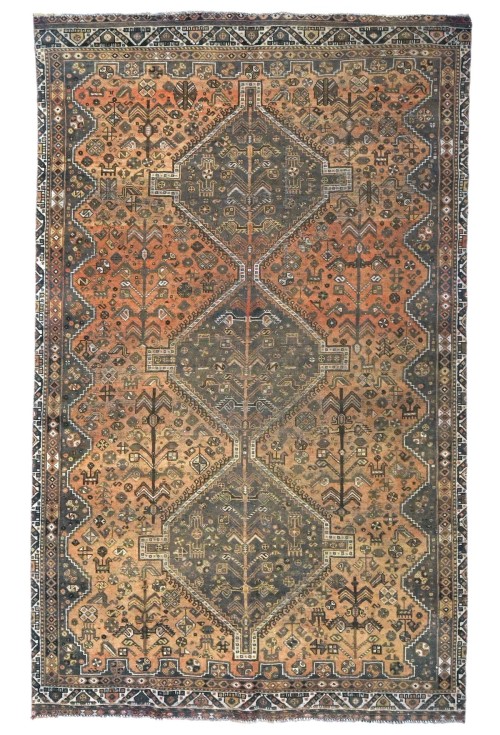 Antique Muted Peach Tribal 6X10 Distressed Vintage Oriental Rug