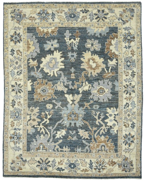 Gray Floral Oushak Peshawar 8X10 Pakistan Oriental Rug