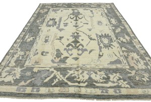 Cream Floral Oushak Peshawar 8X10 Pakistan Oriental Rug
