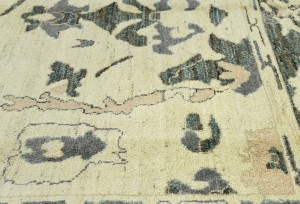 Cream Floral Oushak Peshawar 8X10 Pakistan Oriental Rug