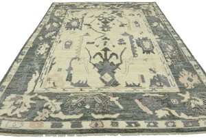 Cream Floral Oushak Peshawar 8X10 Pakistan Oriental Rug
