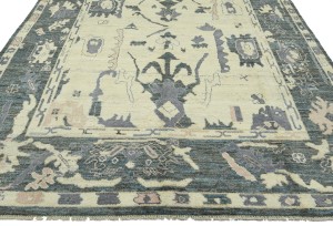 Cream Floral Oushak Peshawar 8X10 Pakistan Oriental Rug