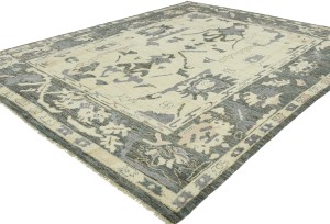 Cream Floral Oushak Peshawar 8X10 Pakistan Oriental Rug