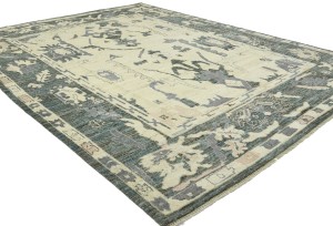 Cream Floral Oushak Peshawar 8X10 Pakistan Oriental Rug