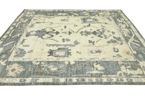 Cream Floral Oushak Peshawar 8X10 Pakistan Oriental Rug