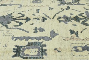 Cream Floral Oushak Peshawar 8X10 Pakistan Oriental Rug