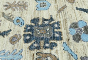 Cream Floral Oushak Peshawar 9'3X12'8 Pakistan Oriental Rug