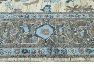 Cream Floral Oushak Peshawar 9'3X12'8 Pakistan Oriental Rug