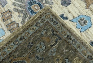 Cream Floral Oushak Peshawar 9'3X12'8 Pakistan Oriental Rug