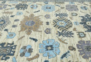 Cream Floral Oushak Peshawar 9'3X12'8 Pakistan Oriental Rug