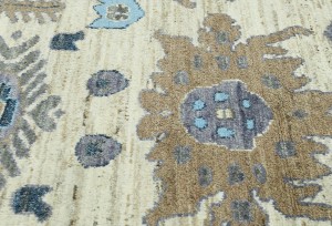 Cream Floral Oushak Peshawar 9'3X12'8 Pakistan Oriental Rug