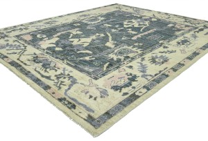 Gray Floral Oushak Peshawar 8'6X10 Pakistan Oriental Rug