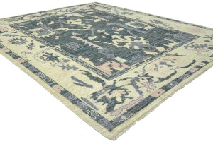 Gray Floral Oushak Peshawar 8'6X10 Pakistan Oriental Rug