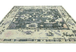 Gray Floral Oushak Peshawar 8'6X10 Pakistan Oriental Rug