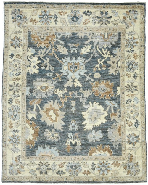 Gray Floral Oushak Peshawar 9X10 Pakistan Oriental Rug