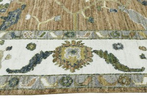 Caramel Brown Floral Oushak Peshawar 8'5X9'8 Pakistan Oriental Rug