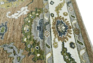 Caramel Brown Floral Oushak Peshawar 8'5X9'8 Pakistan Oriental Rug
