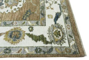 Caramel Brown Floral Oushak Peshawar 8'5X9'8 Pakistan Oriental Rug