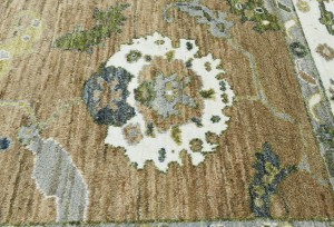 Caramel Brown Floral Oushak Peshawar 8'5X9'8 Pakistan Oriental Rug