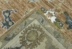 Caramel Brown Floral Oushak Peshawar 8'5X9'8 Pakistan Oriental Rug