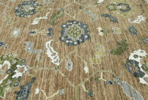 Caramel Brown Floral Oushak Peshawar 8'5X9'8 Pakistan Oriental Rug