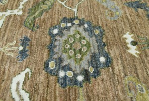 Caramel Brown Floral Oushak Peshawar 8'5X9'8 Pakistan Oriental Rug
