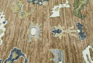 Caramel Brown Floral Oushak Peshawar 8'5X9'8 Pakistan Oriental Rug