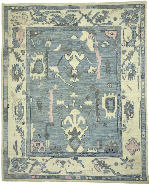 Gray Floral Oushak Peshawar 12'6X15'5 Pakistan Oriental Rug