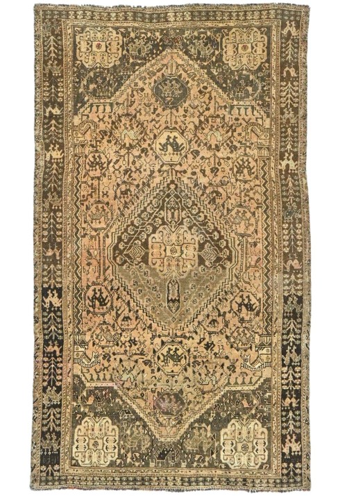 Antique Muted Peach Beige Tribal 5X8 Distressed Vintage Oriental Rug