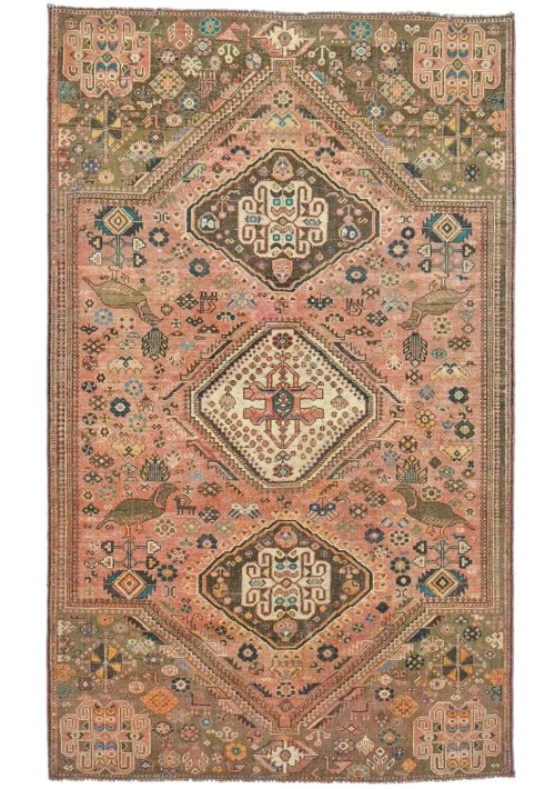 Antique Muted Red Tribal 5X8 Distressed Vintage Oriental Rug