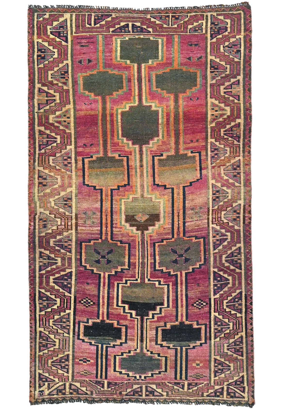 Antique Muted Tribal 4'3X7'4 Distressed Vintage Oriental Rug