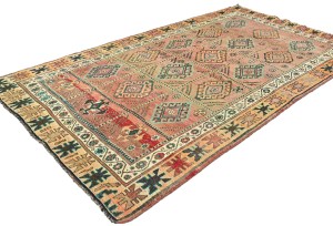 Antique Muted Tribal 5X9 Distressed Vintage Oriental Runner Rug